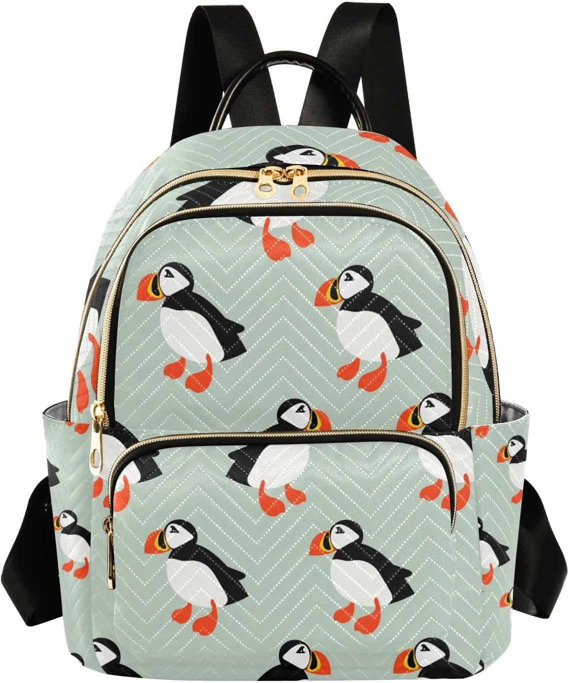 Women Backpack Funny Cute Puffin Anti-Theft Travel Backpack with Luggage Belt Lightweight Handbag Lady Purse Roomy Double Zipper Weekend Bag for Everyday Use