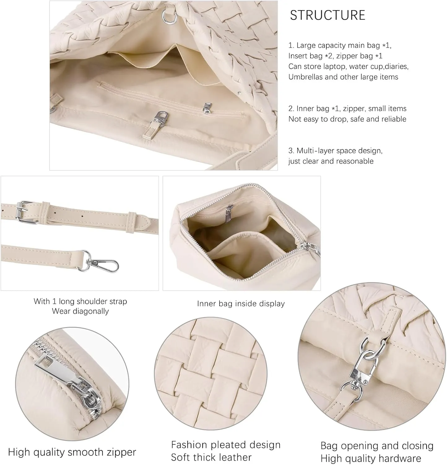 Women Boston Bag Woven Tote Vegan Leather Handbags Female Satchel Messenger Bag Fashion Shoulder Crossbody Bag Casual Hobo