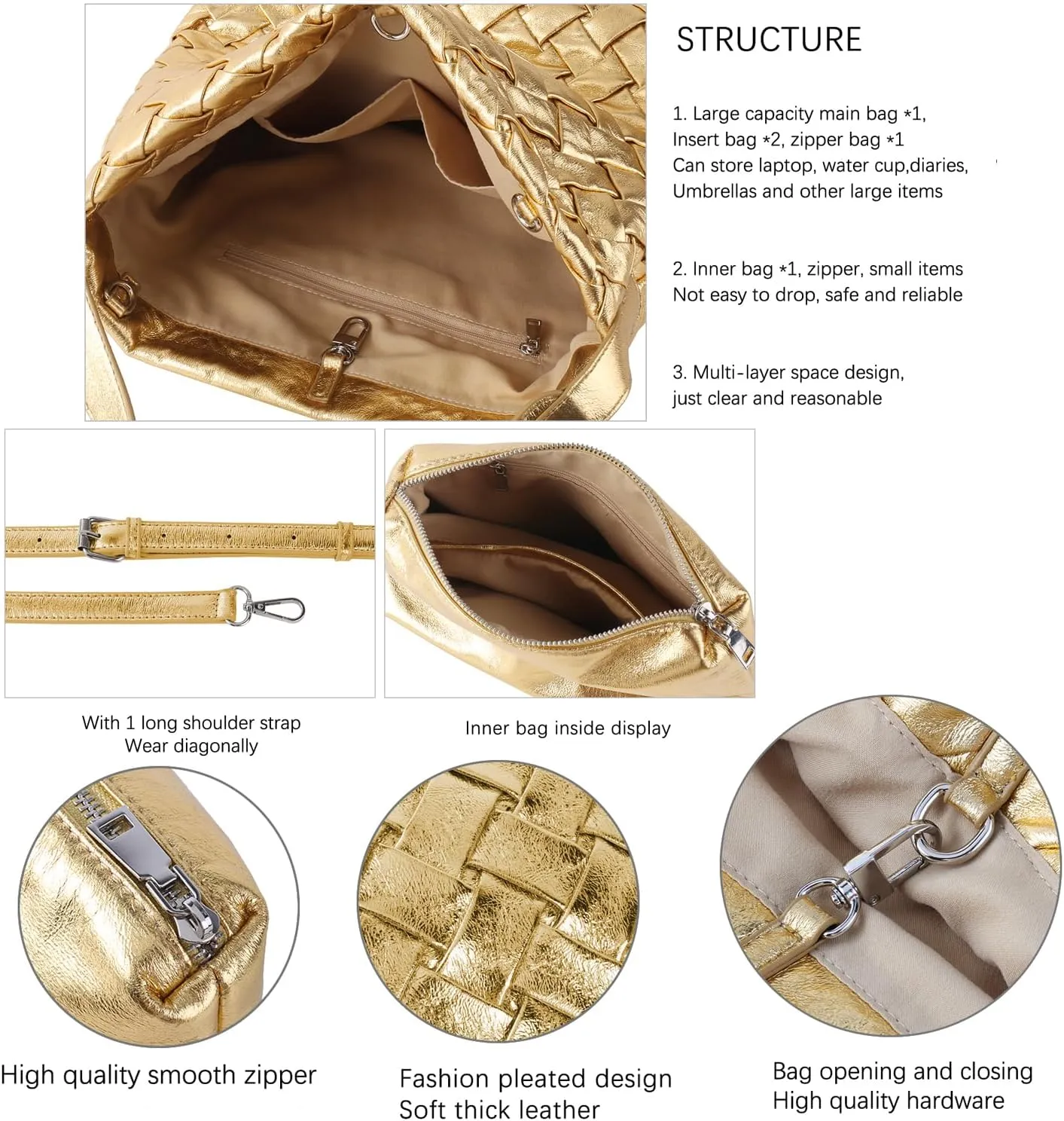 Women Boston Bag Woven Tote Vegan Leather Handbags Female Satchel Messenger Bag Fashion Shoulder Crossbody Bag Casual Hobo