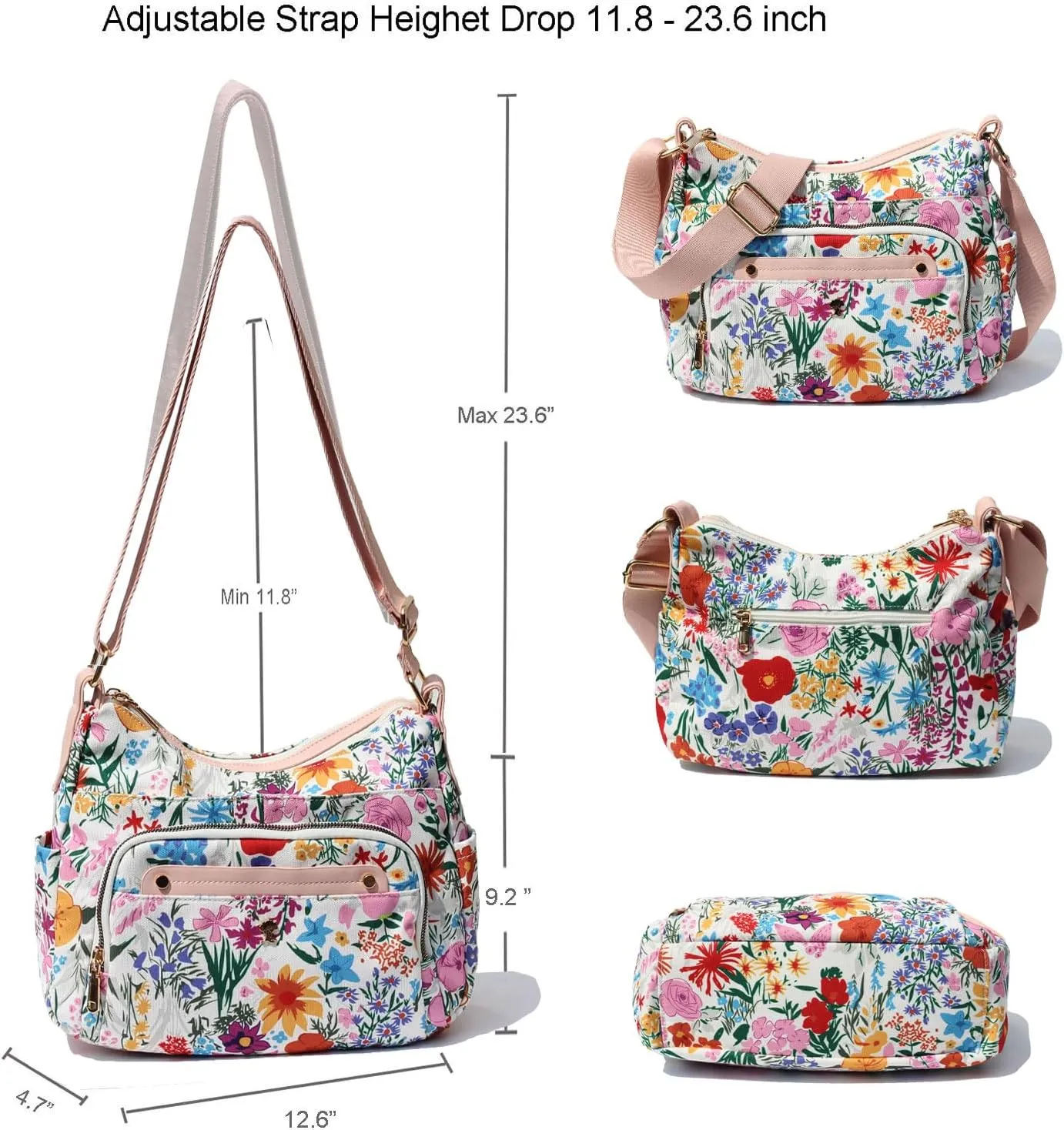 Women Crossbody Bag Shoulder Handbag Multiple Pockets Bag Ladies Messenger Bag Purse Fashion Tote