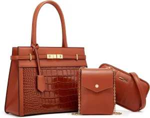 Women Fashion Shoulder Handbags Wallet Tote Bag Top Handle Satchel Hobo with Zipper Closure Set