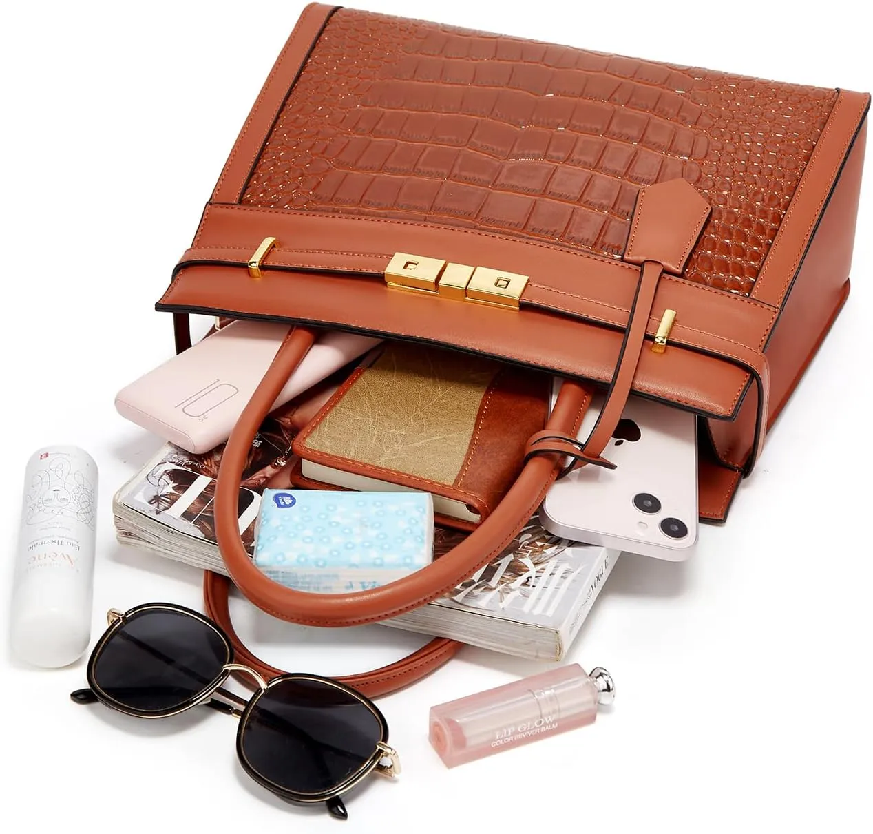 Women Fashion Shoulder Handbags Wallet Tote Bag Top Handle Satchel Hobo with Zipper Closure Set