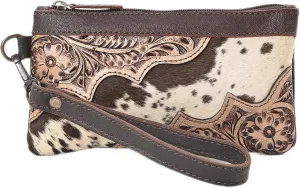 Women Hand tooled Natural Cowhide Leather hand Clutch| Hand Bag | Purse| Coin Pouch Bag