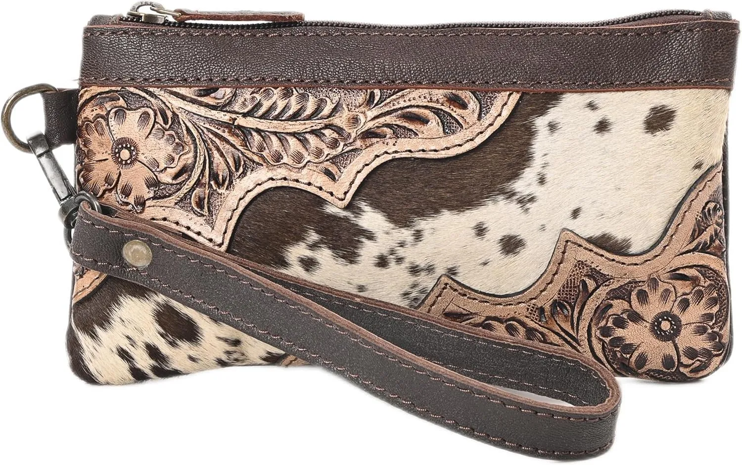 Women Hand tooled Natural Cowhide Leather hand Clutch| Hand Bag | Purse| Coin Pouch Bag