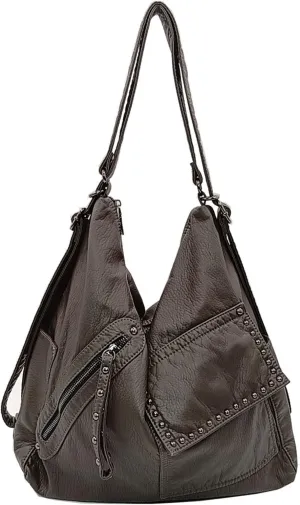 Women Hobo Shoulder Bag PU Leather Backpack Purses Large Crossbody Bag Fashion Shoulder Handbags