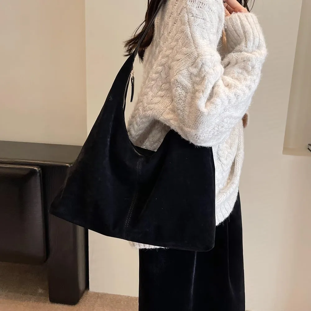 Women Leather Shoulder Bag Versatile Hobo Bag and Clutch Casual 2pcs Shoulder Bag and Handbag Set Satchel Hobo Bag