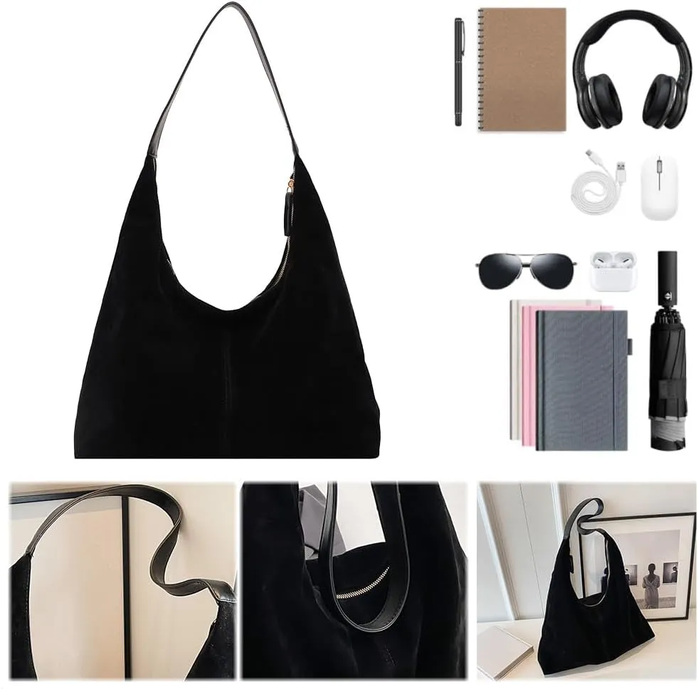 Women Leather Shoulder Bag Versatile Hobo Bag and Clutch Casual 2pcs Shoulder Bag and Handbag Set Satchel Hobo Bag