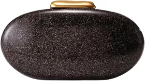 Women Noble Marble Acrylic Evening Clutch Bag Elegant Oval Handbag with Chain for Wedding Guest Bridesmaid
