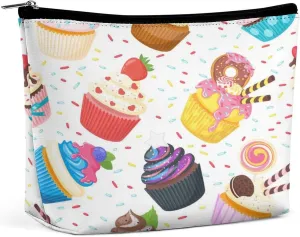 Women PU Leather Cosmetic Bag, Toiletry Storage 6.8x5.9x2.3 in Zipper Pouch Handbag Makeup Case Purse Holder Organizer