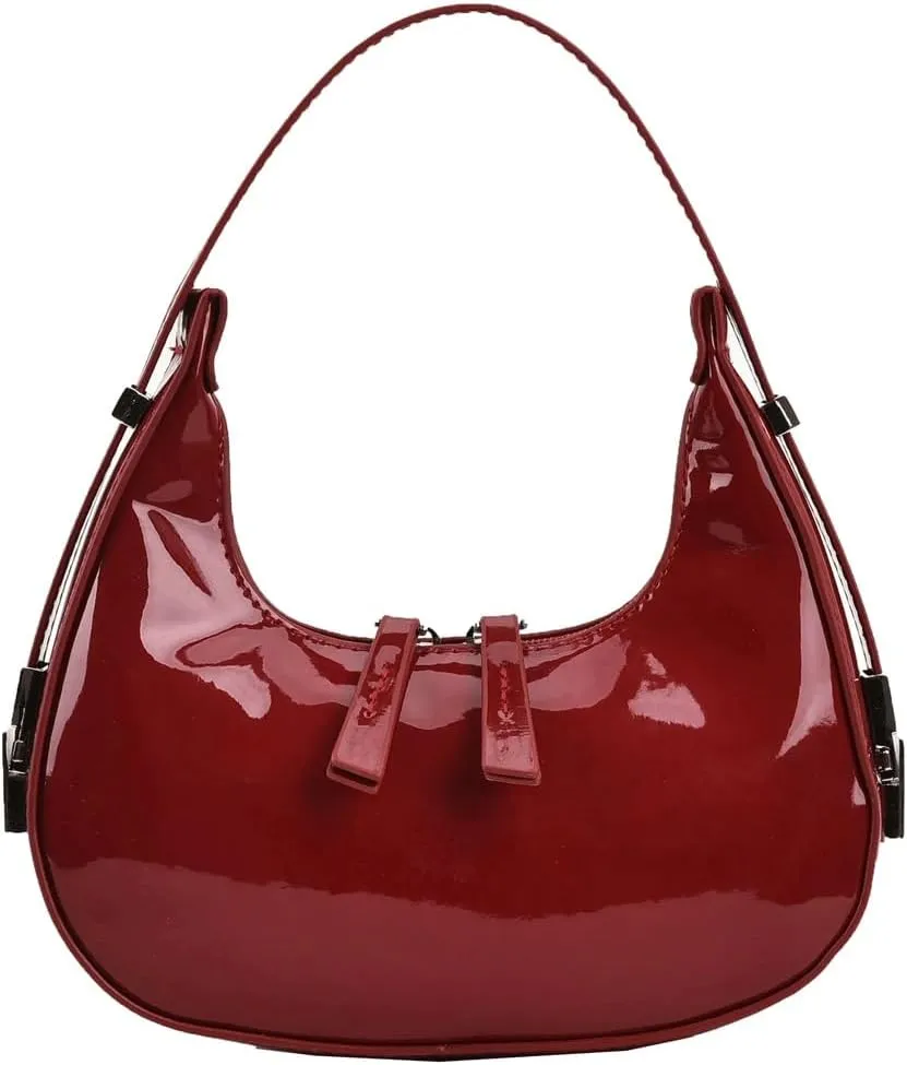 Women Shoulder Tote Bag Retro Half Handbag Moon Vintage Armpit Bag Zipper PU Clutch Travel Dating Purse