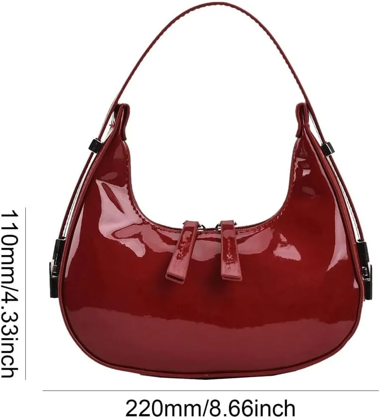 Women Shoulder Tote Bag Retro Half Handbag Moon Vintage Armpit Bag Zipper PU Clutch Travel Dating Purse