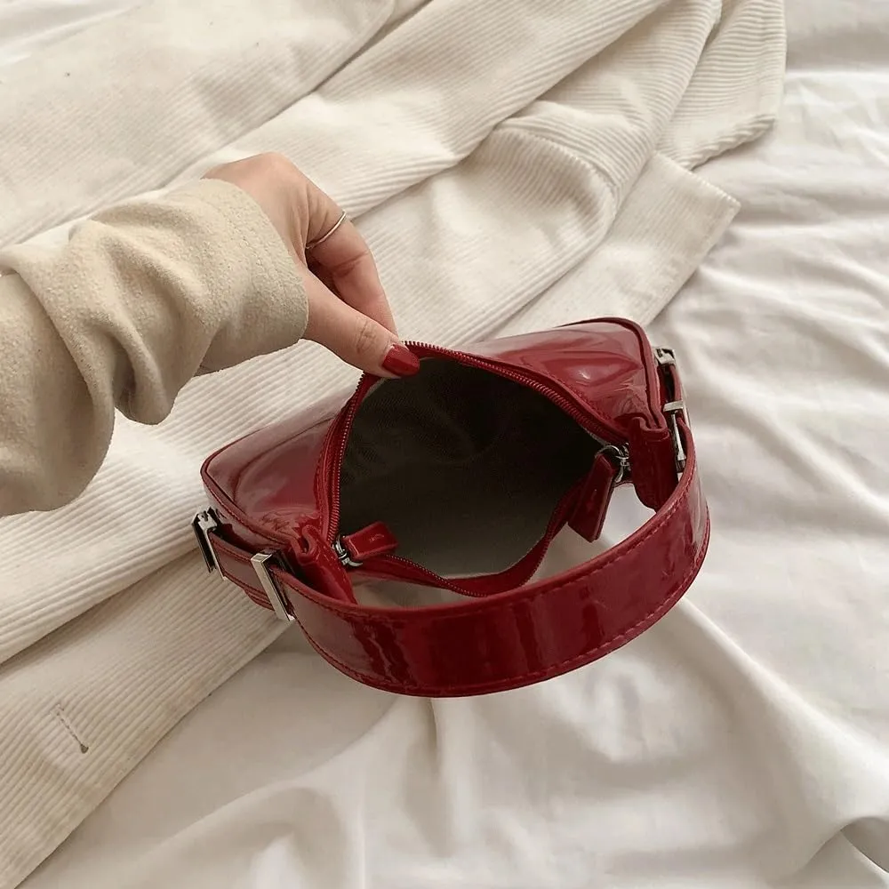 Women Shoulder Tote Bag Retro Half Handbag Moon Vintage Armpit Bag Zipper PU Clutch Travel Dating Purse