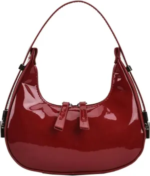 Women Shoulder Tote Bag Retro Half Handbag Moon Vintage Armpit Bag Zipper PU Clutch Travel Dating Purse