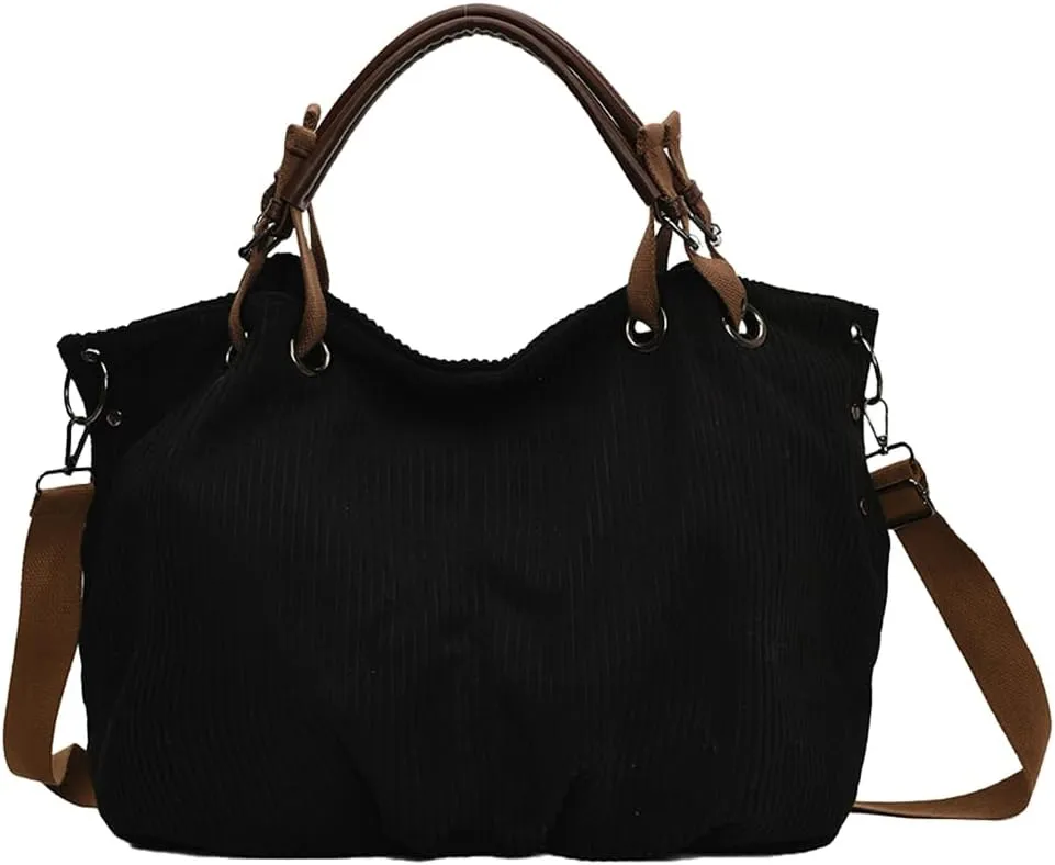 Women Slouchy Tote Handbag Large Capacity Stylish Crossbody Bag Detachable Long Strap Daily Commuting Bag Zipper