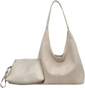Women Vintage Hobo Bag Casual PU Leather Shoulder Bag Large Capacity Retro Tote Handbag Soft Underarm Bag Daily Dat