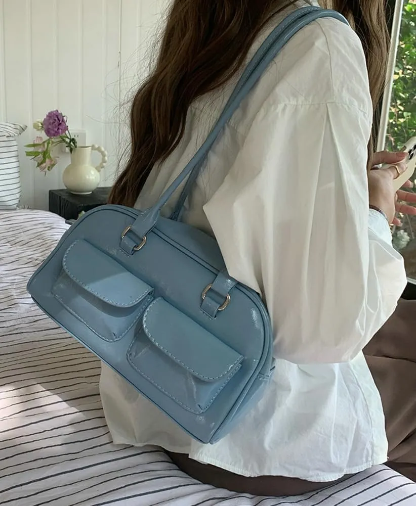 Women Y2k Shoulder Bag Vintage Hobo Bags Crossbody Purse Multi Pocket Top Handle Bags Underarm Tote Handbag 2025