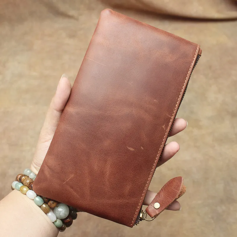 Women's & Men's Minimalist Crazy Horse Leather Long Retro Purses