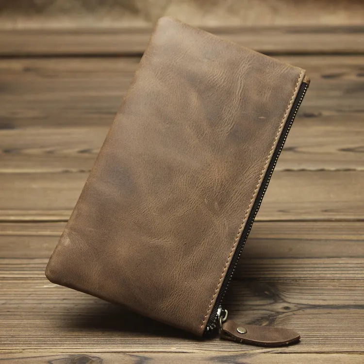 Women's & Men's Minimalist Crazy Horse Leather Long Retro Purses