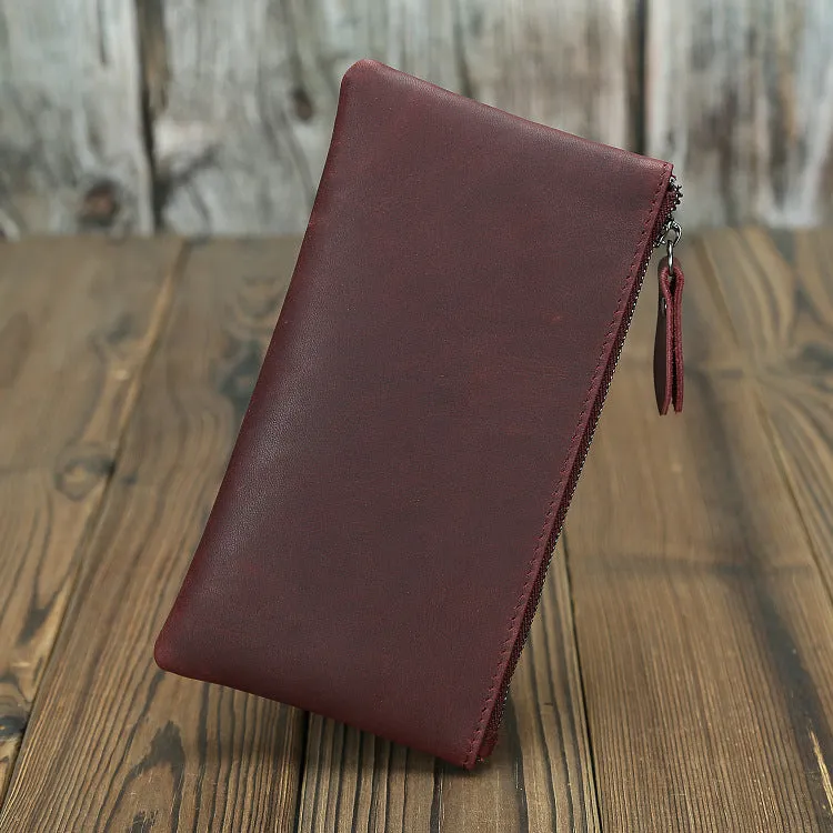 Women's & Men's Minimalist Crazy Horse Leather Long Retro Purses