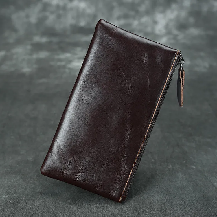 Women's & Men's Minimalist Crazy Horse Leather Long Retro Purses
