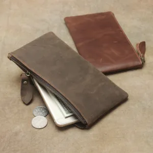 Women's & Men's Minimalist Crazy Horse Leather Long Retro Purses
