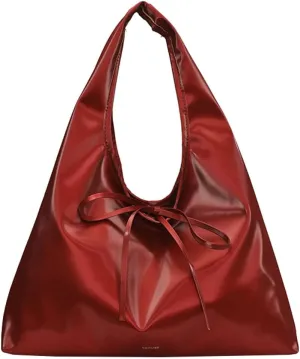 Women’s Bow-tie Shoulder Bag Summer Lightweight PU Leather Hobo Handbag Trendy Purse Fashion Tote Bag 2025