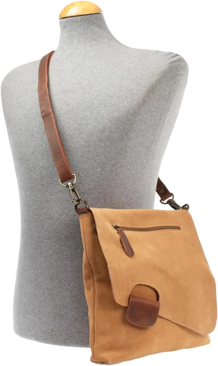 Women's Cowhide Leather Crossbody Shoulder Bag Small Messenger Purse Sling Satchel Bag For Work Business Travel