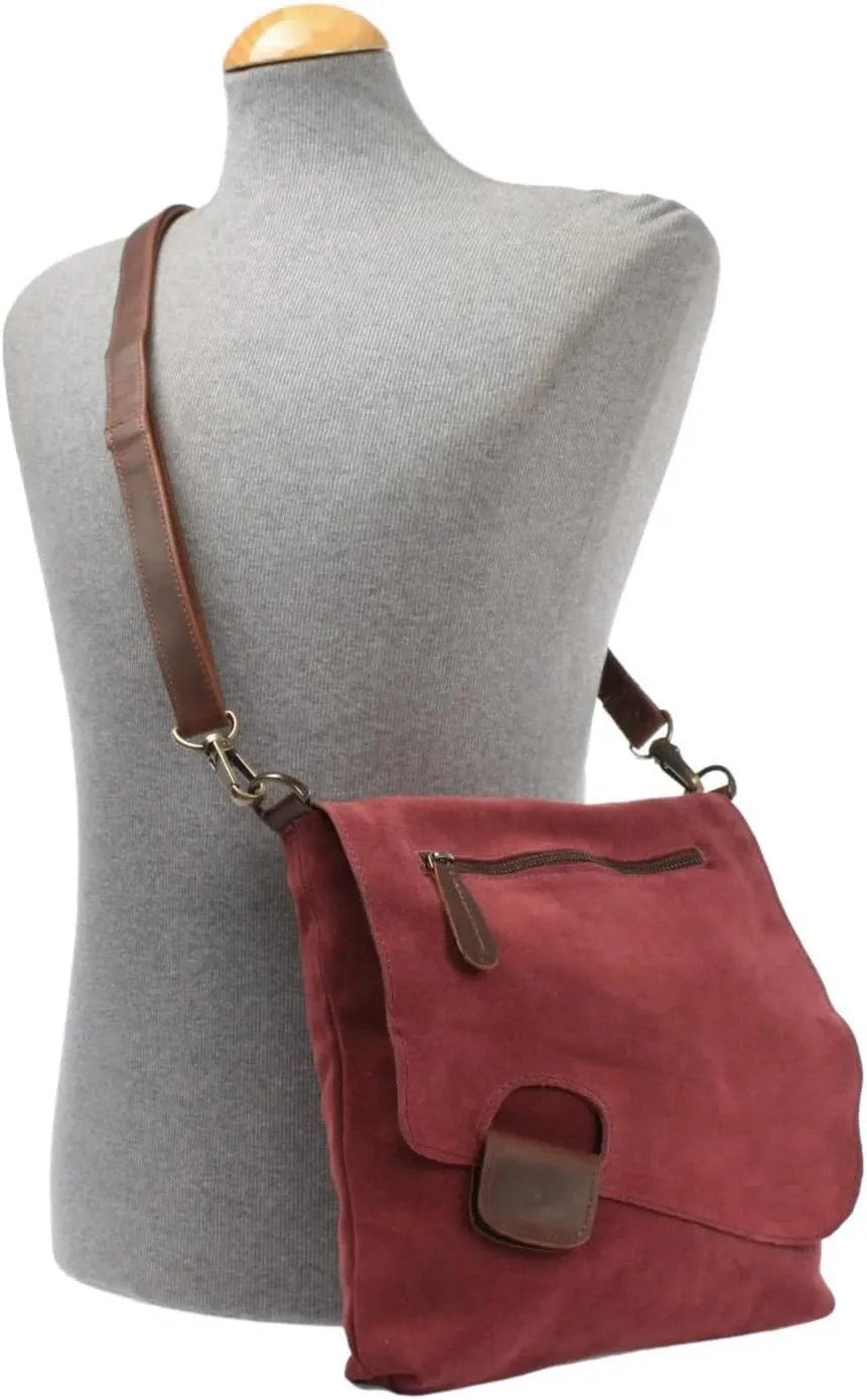 Women's Cowhide Leather Crossbody Shoulder Bag Small Messenger Purse Sling Satchel Bag For Work Business Travel