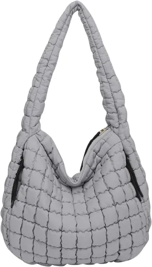Womens Lightweight Quilted Carryall Gym Bag Soft Puffer Tote Bag Big Capacity Hobo Purse Beach Handbag