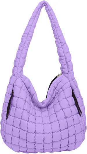 Womens Lightweight Quilted Carryall Gym Bag Soft Puffer Tote Bag Big Capacity Hobo Purse Beach Handbag