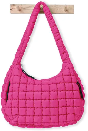 Womens' Lightweight Quilted Carryall GYM Tote Bag Puffer Crossbody Bag Soft Puffy Boho Handbags Big Capacity Purse