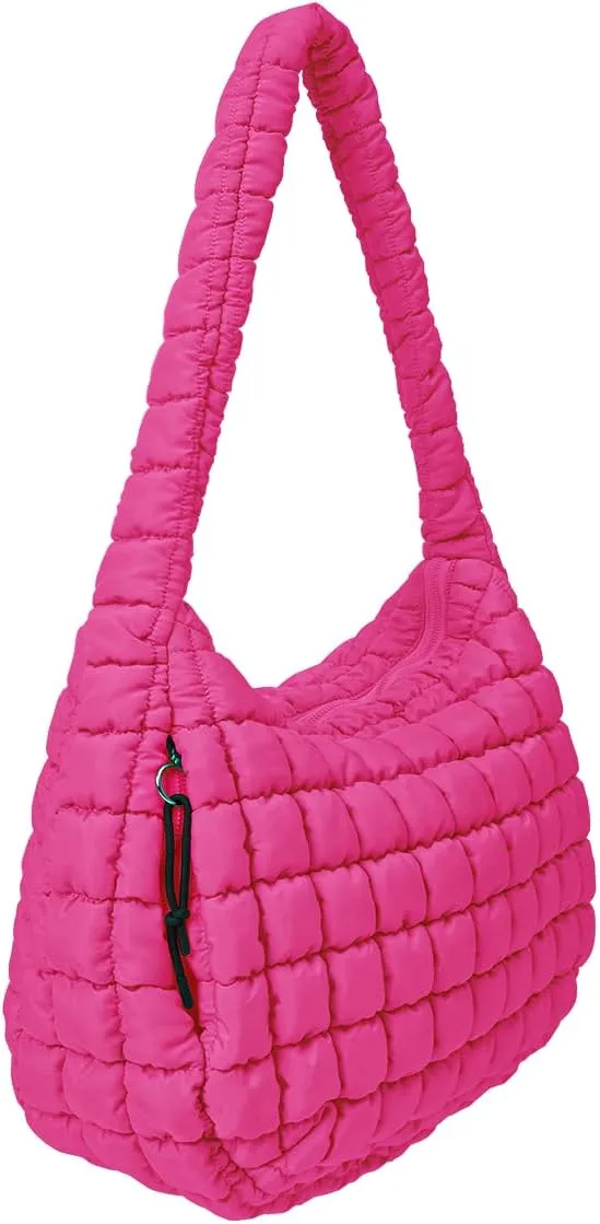 Womens' Lightweight Quilted Carryall GYM Tote Bag Puffer Crossbody Bag Soft Puffy Boho Handbags Big Capacity Purse
