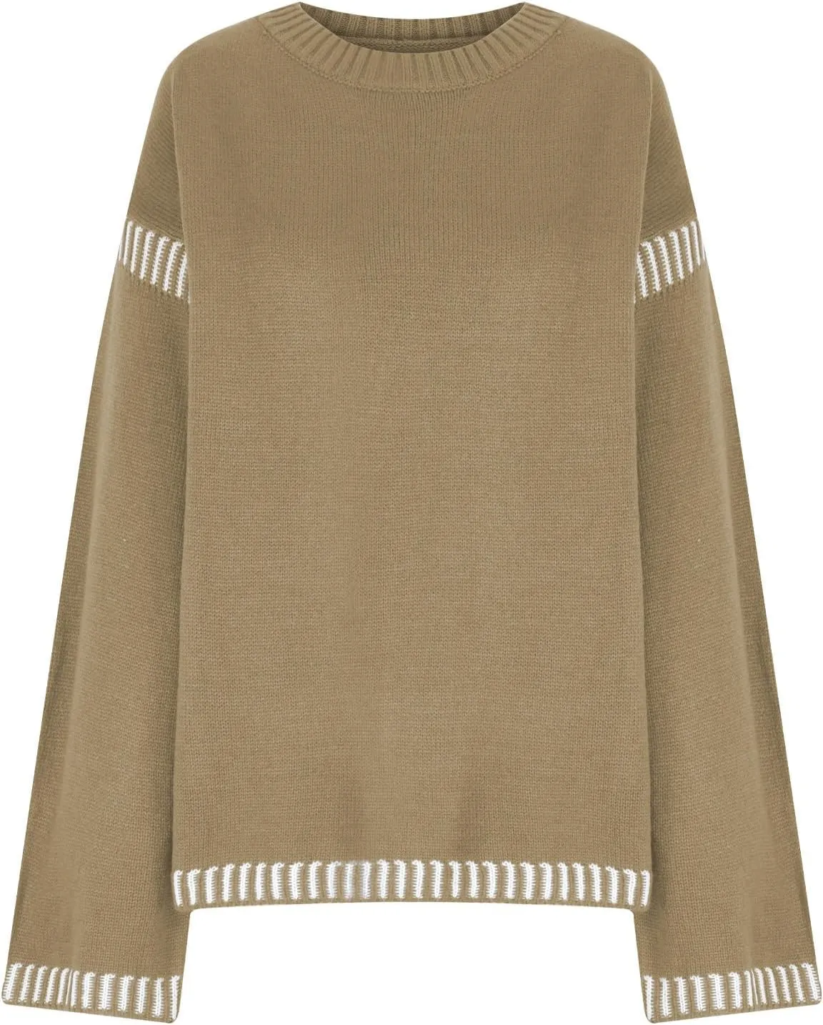 Womens Oversized Crewneck Sweatshirts Trendy 2024 Fall Long Sleeve Loose Knitted Pullover Sweater Tops Winter Outfits