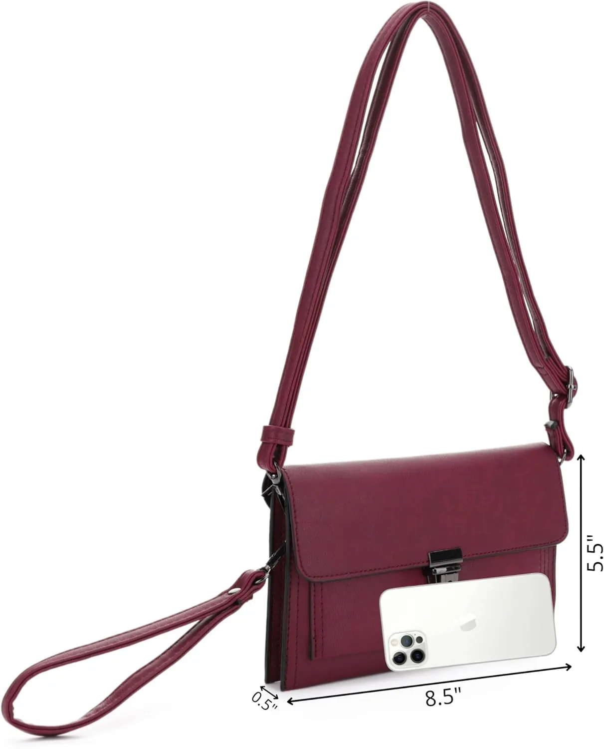 Women's Pushlock Shoulder Crossbody Clutch Purse Bag Wristlet