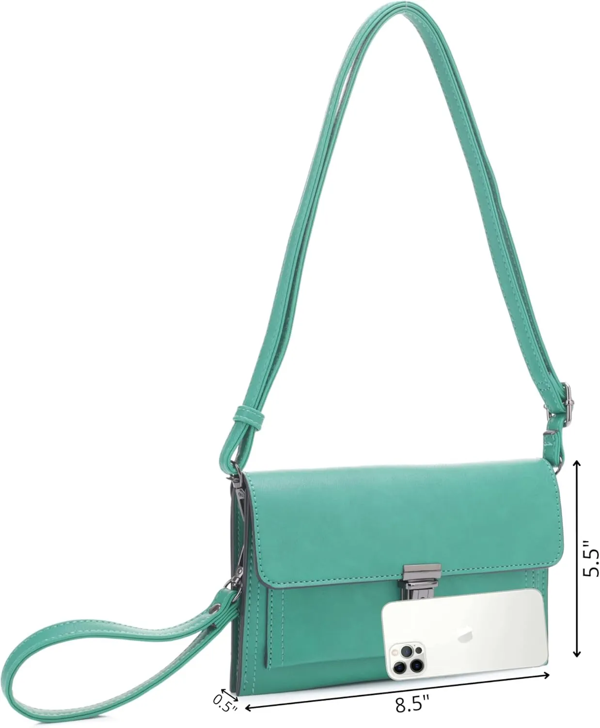 Women's Pushlock Shoulder Crossbody Clutch Purse Bag Wristlet