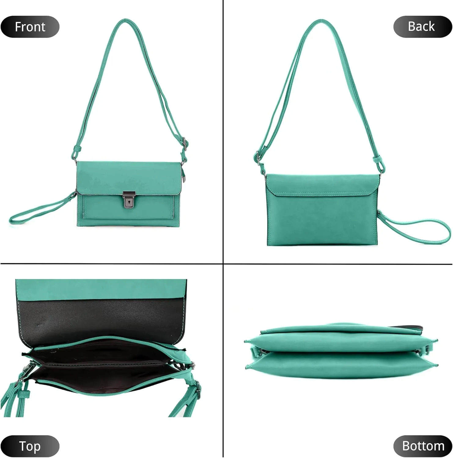 Women's Pushlock Shoulder Crossbody Clutch Purse Bag Wristlet