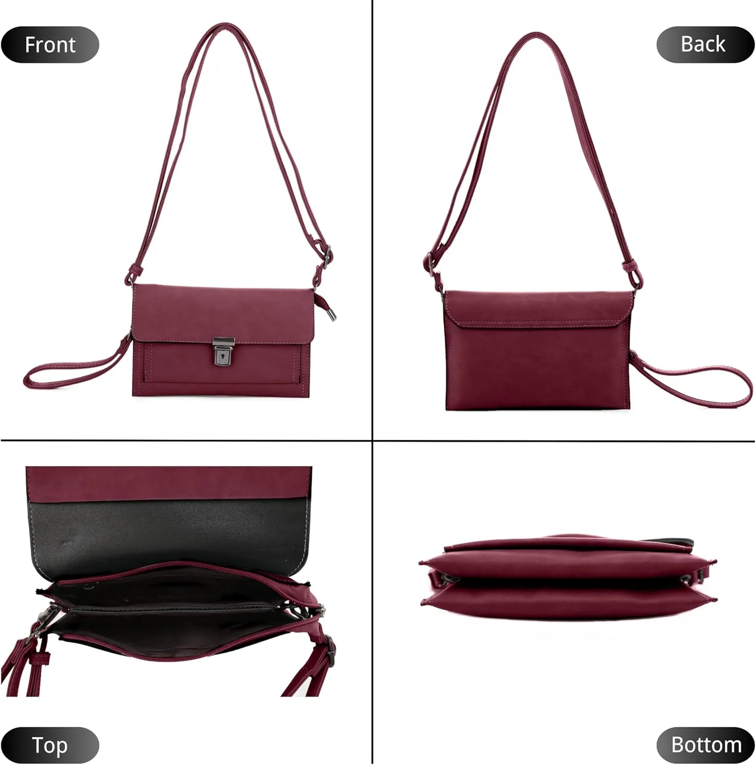 Women's Pushlock Shoulder Crossbody Clutch Purse Bag Wristlet