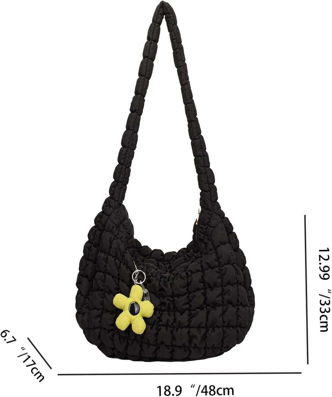 Women's Quilted Handbag Nylon Puffer Shoulder Bag Soft Puffy Tote Bag Lightweight Padding Underarm Hobo Bag