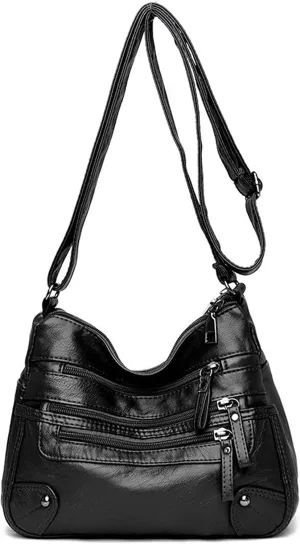 Womens Shoulder Bags Women Multi-Layer Classic Crossbody Bag Soft Leather Ladies Handbags