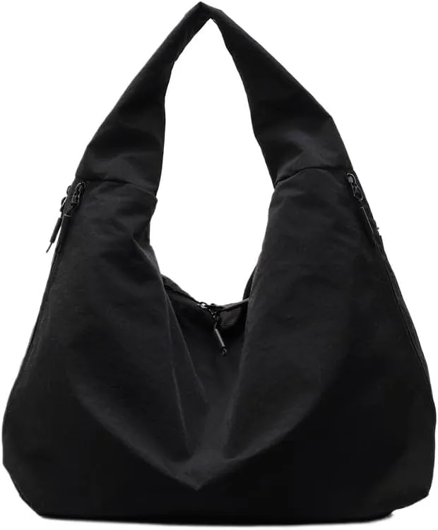 Women's Slouchy Crescent Hobo Bag Small Nylon Draped Tote Shoulder Dumpling Moon Bag Work Travel Handbags