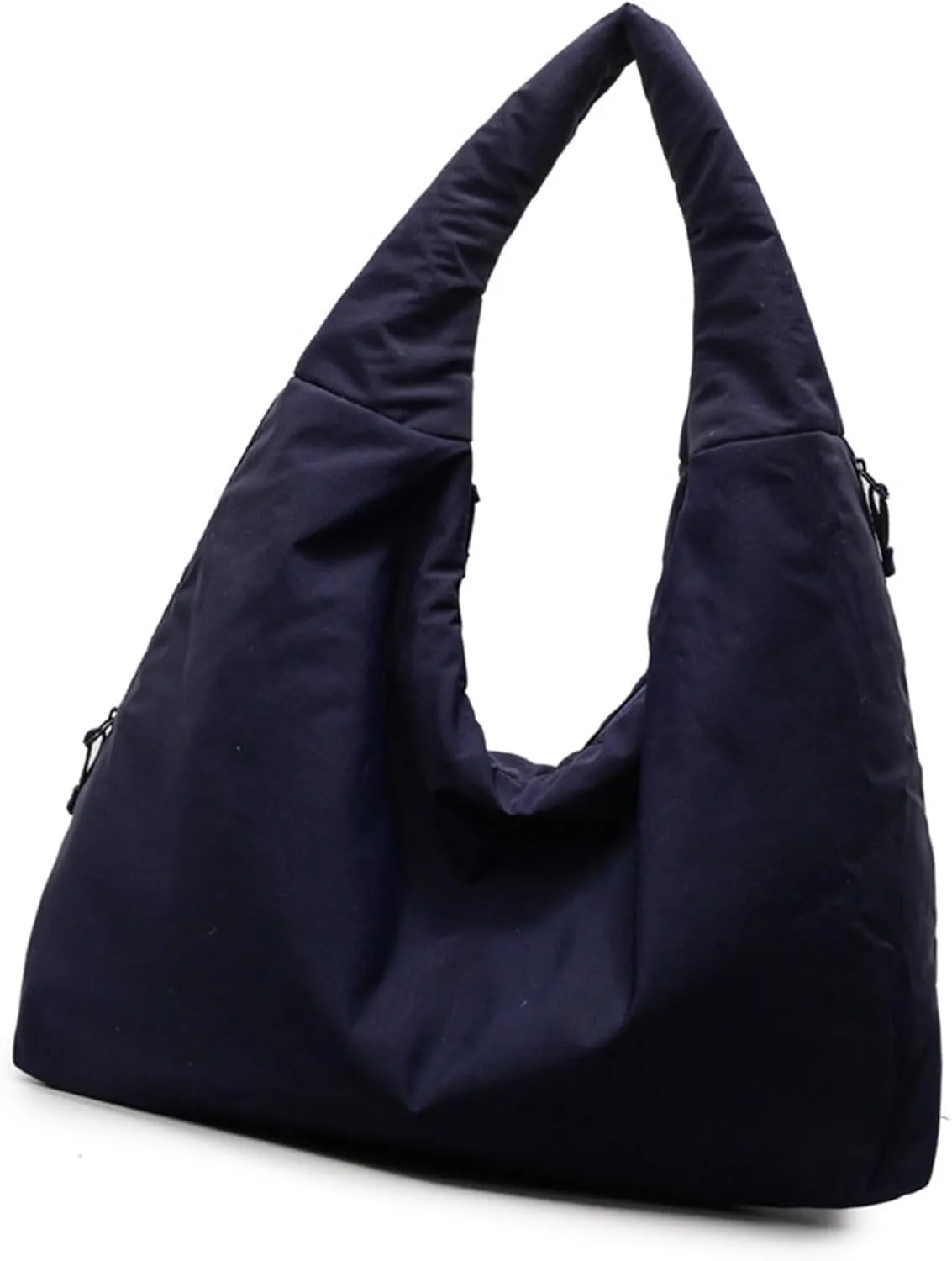 Women's Solid Color Draped Handbag Nylon Shoulder Bag Large Capacity Underarm Purse Slouchy Bag for Travel and Sports