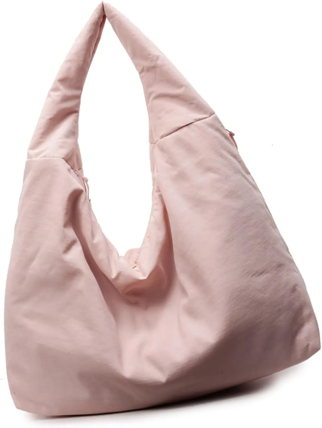 Women's Solid Color Draped Handbag Nylon Shoulder Bag Large Capacity Underarm Purse Slouchy Bag for Travel and Sports