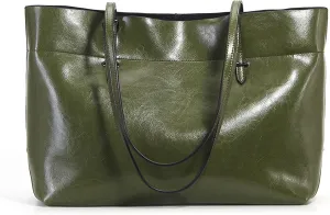 Women's Top-handle bag Oil wax cowhide large capacity Female Shoulder bag Casual Ladies Handbags