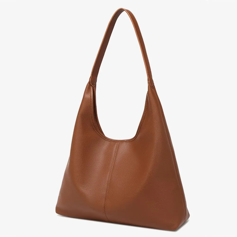 Women's Tote Handbag Soft PU Leather Hobo Purses 2Pcs Set Shoulder Bag with Pouch Shopper Work Top-handle Bag