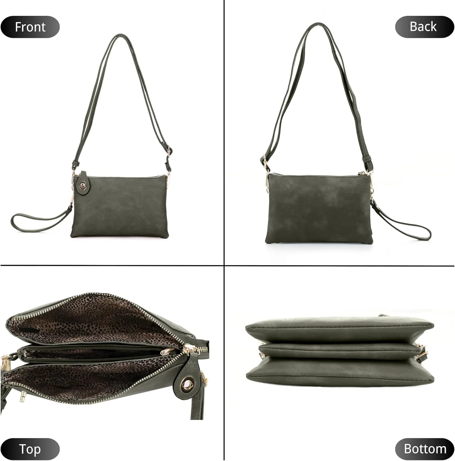 Women's Turn Lock Closure Wristlet Clutch and Crossbody, Multiple Compartment