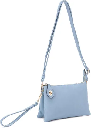 Women's Turn Lock Closure Wristlet Clutch and Crossbody, Multiple Compartment