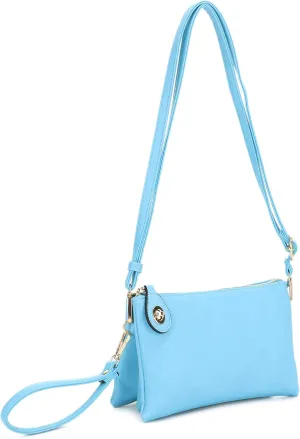 Women's Turn Lock Closure Wristlet Clutch and Crossbody, Multiple Compartment