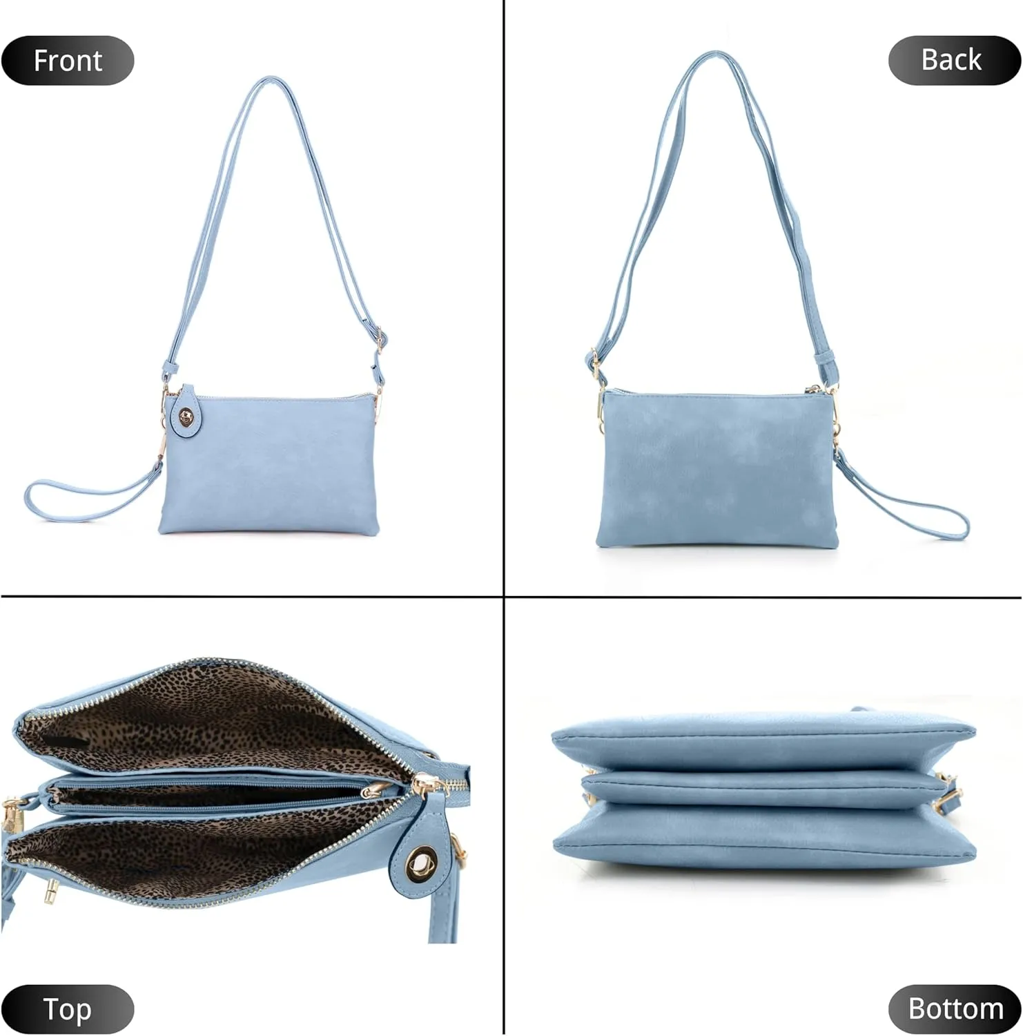 Women's Turn Lock Closure Wristlet Clutch and Crossbody, Multiple Compartment