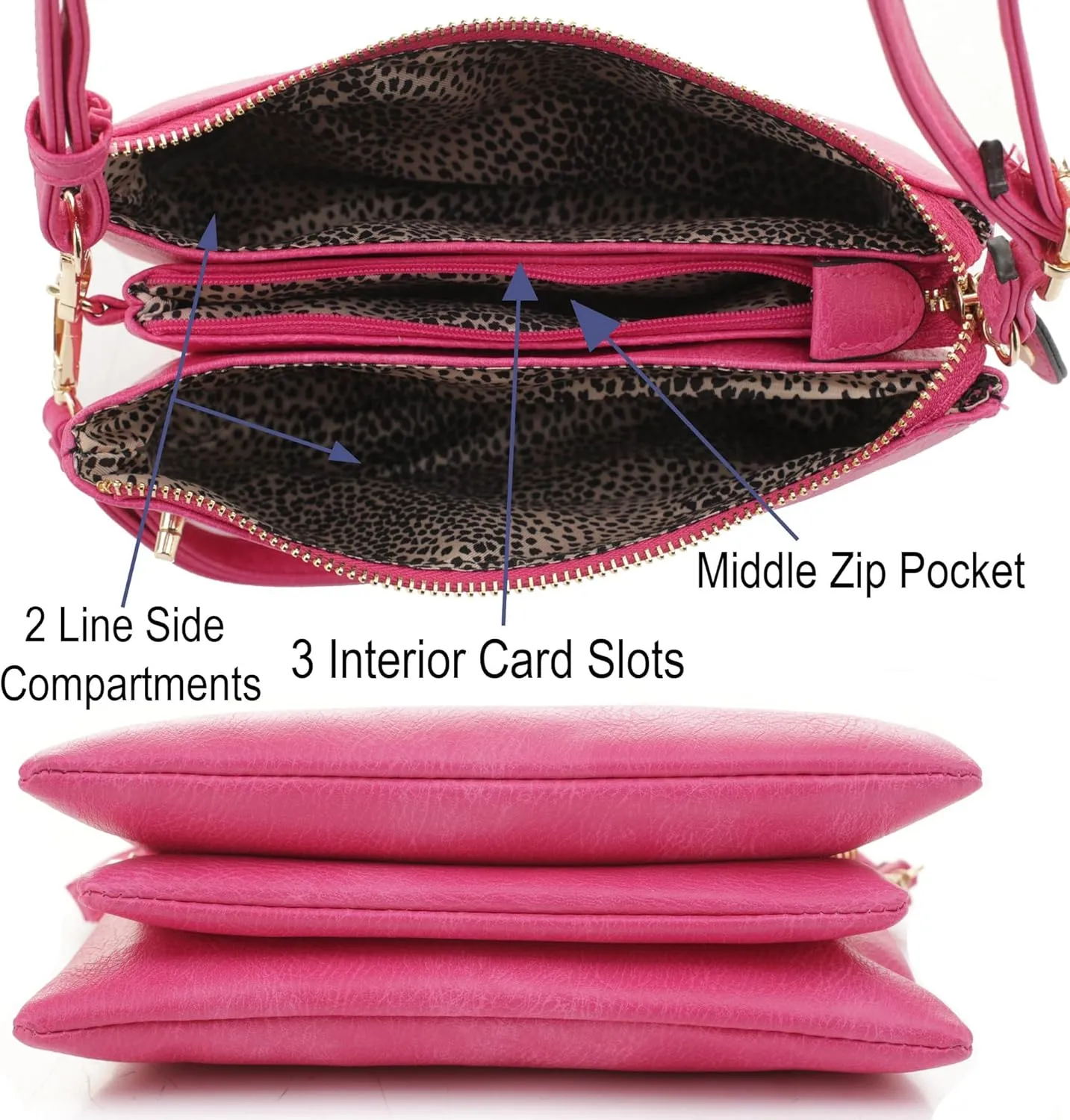 Women's Turn Lock Closure Wristlet Clutch and Crossbody, Multiple Compartment