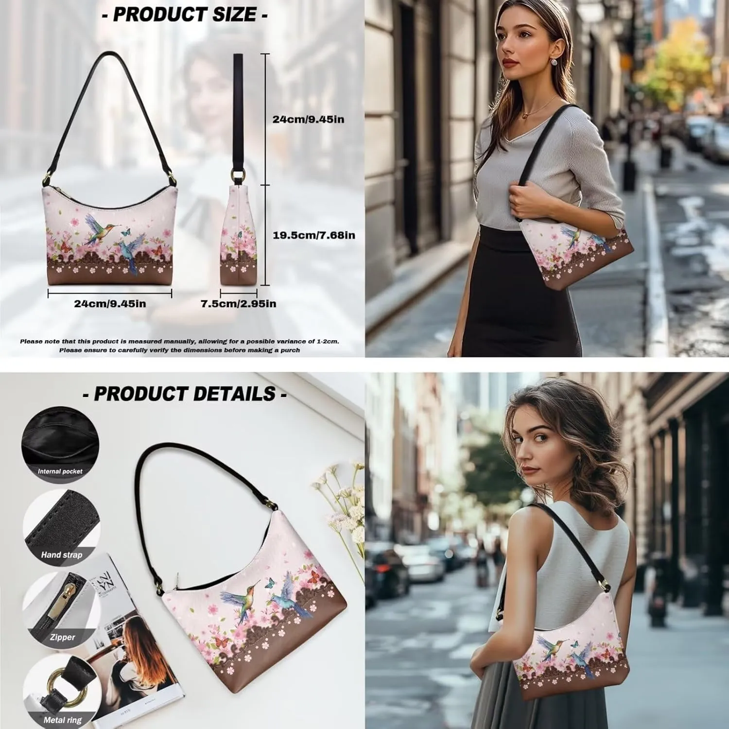 Womens Underarm Purse Top-Handle Shoulder Bag with Wallet Pu Leather Hobo Bag Purse Clutch Handbags